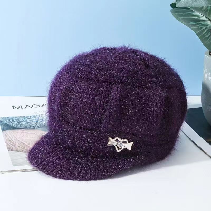 hat for the elderly children's autumn and winter knitting casual fashion mom hat middle-aged and elderly thickened fleece-lined warm wool hat dome Item Picture
