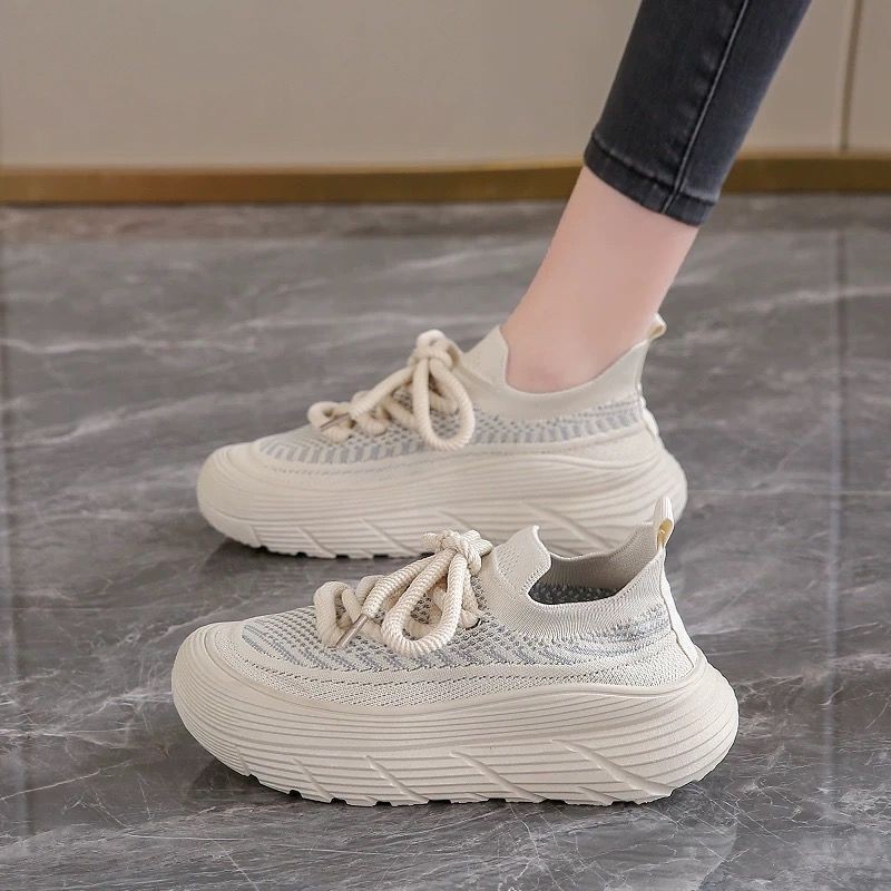 shit feeling fly woven mesh popular coconut shoes women's new breathable soft sole sneakers platform running shoes women's shoes details Picture