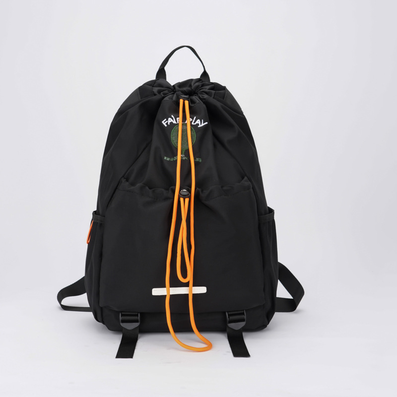 new korean drawstring backpack outdoor badminton tennis sports bag fashion large capacity lightweight student schoolbag details Picture