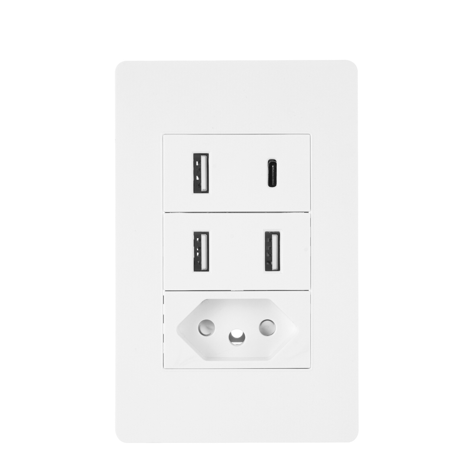 插座排插大功率阻燃过载保护纯铜大电流USB+TPYE-C墙壁充电器插排巴规面板充电器