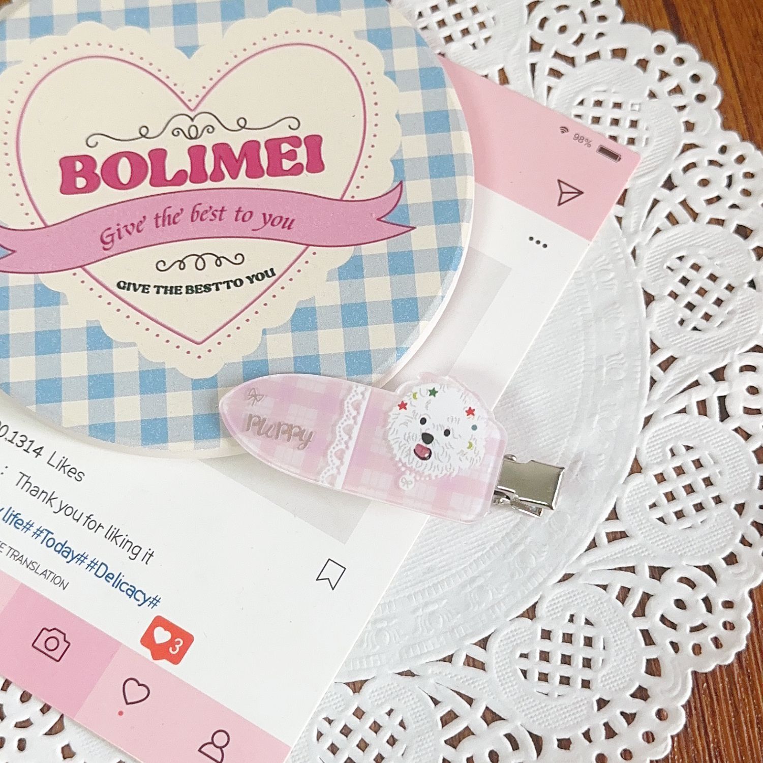 cute pet puppy set hair clips hair accessories cute girl heart traceless clip ins sweet all-matching fringe clip side clip Item Picture