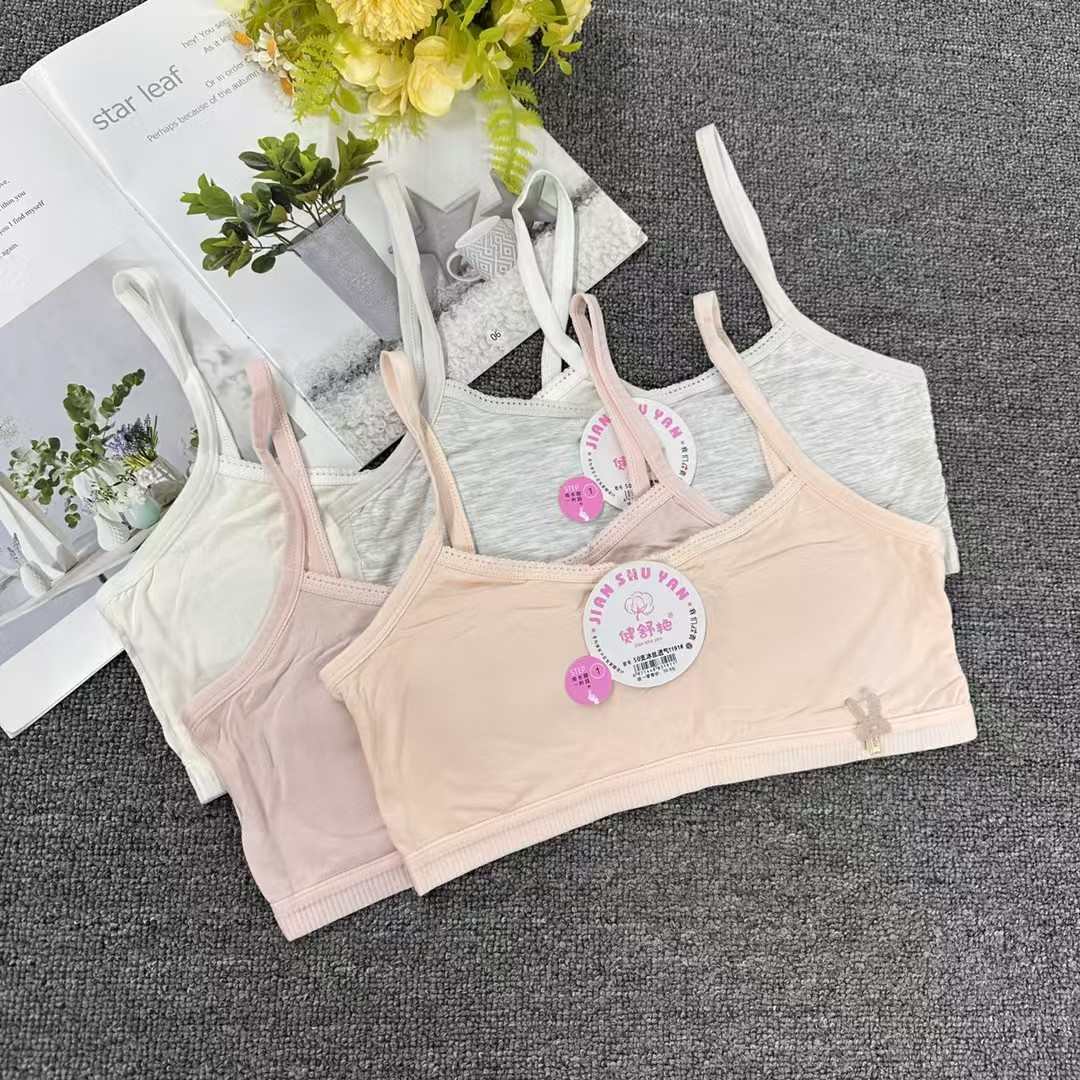 Inventory girls' underwear for export to Southeast Asia: Girls' halter underwear without steel rings, girls' beautiful backs, and anti-exposure sports underwear for high school students in the growth period full figure