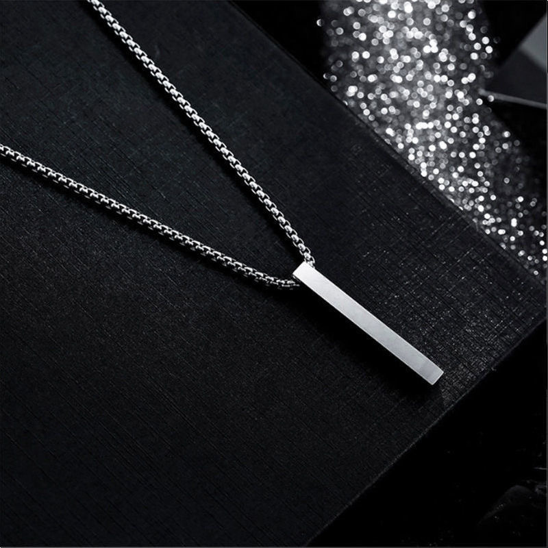 cross-border new stainless steel hip hop necklace men's cold rectangular three-dimensional necklace couple's pendant ornament Specification drawing
