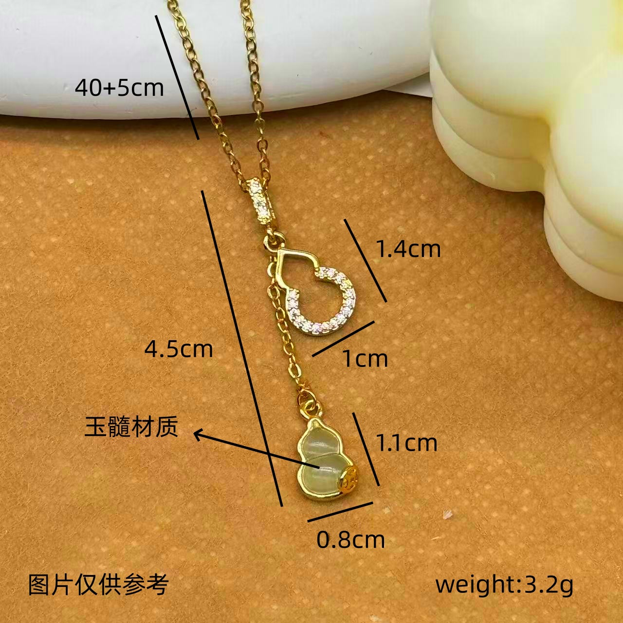 titanium steel no fading necklace 18k copper plated gold tassel gourd special-interest design elegant smart simple clavicle chain full figure