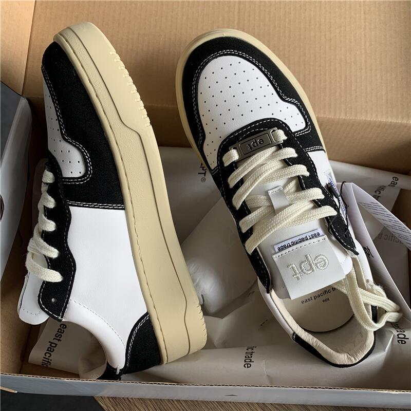 factory spot ept white shoes black and white board shoes sneakers low-top height increasing korean blogger ins super popular german training shoes details Picture