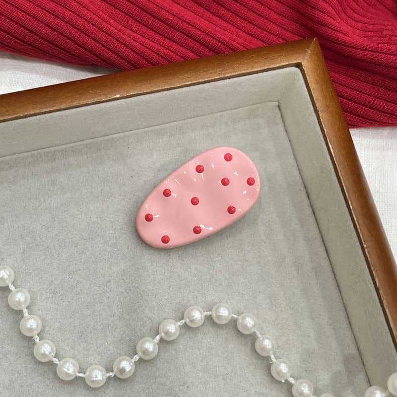 korean style high-grade sweet polka dot girly style barrettes pink duckbill clip side clip cropped hair clip barrettes student hairpin Application Scenario