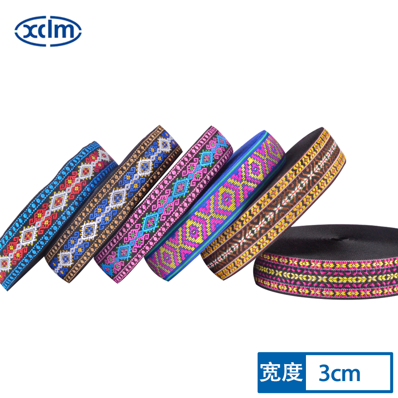 3cm new style of ethnic minority jacquard webbing embroidery clothing lace diy hand-wrapped decorative accessories fabric strip tape Specification image