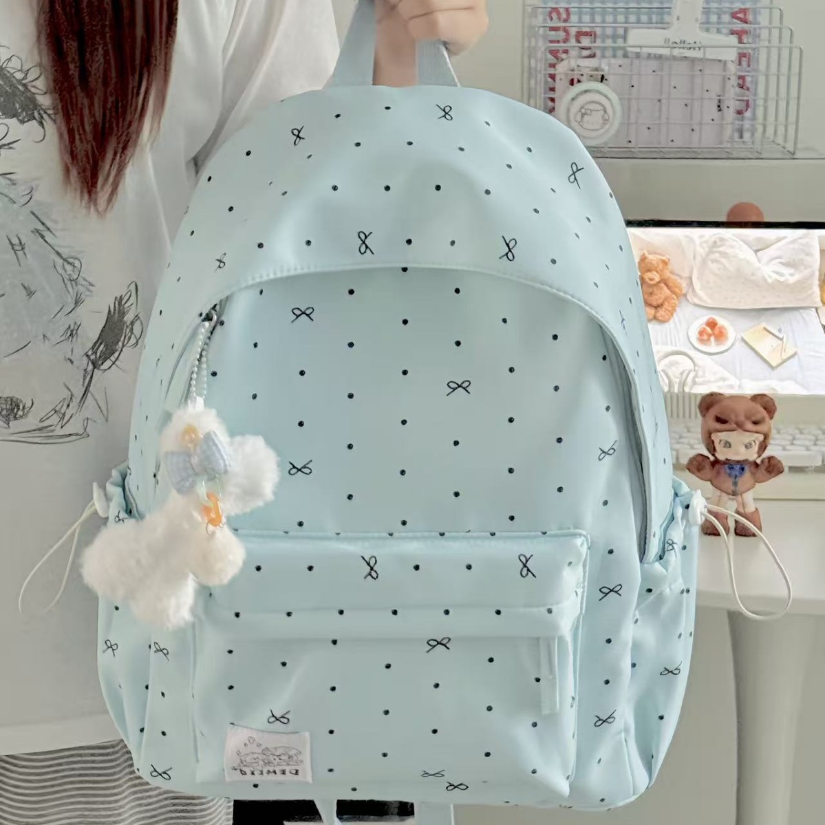 new ins style simple large capacity backpack polka dot bow design backpack versatile niche schoolbag for women Application Scenario