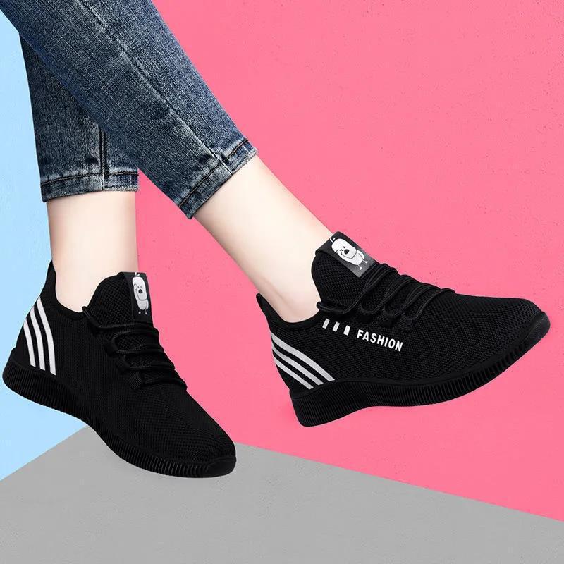 new lace-up women's sneakers breathable casual soft bottom comfortable student shoes one piece dropshipping light running shoes Item Picture