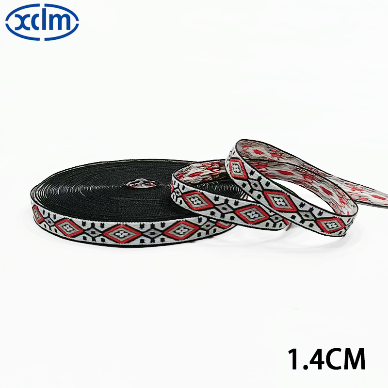 In stock: 1.4cm ethnic straps, retro geometric jacquard straps, embroidered straps, hemmed bags, clothing accessories, lace Item Picture