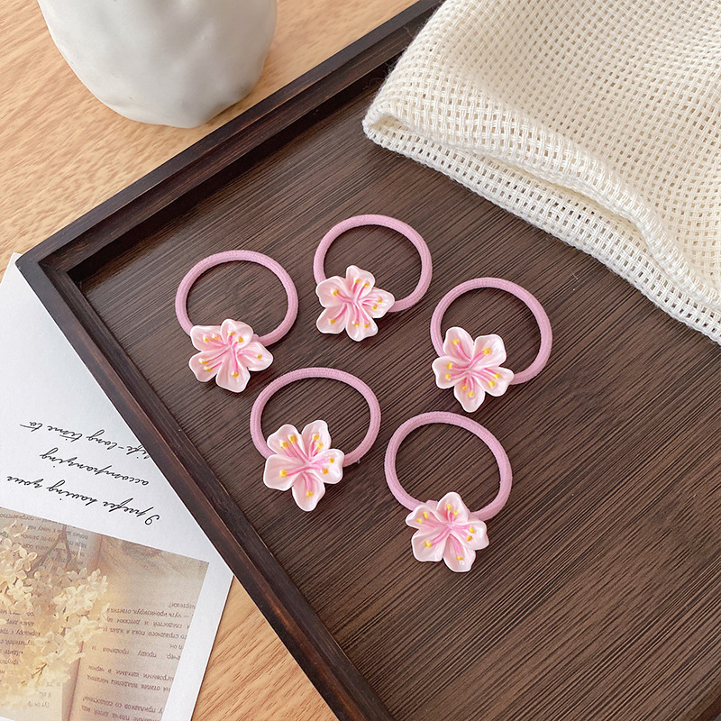 pink sweet cherry blossom barrettes side girl bangs cropped hair clip barrettes girl flower hairband back head female hair accessories Item Picture