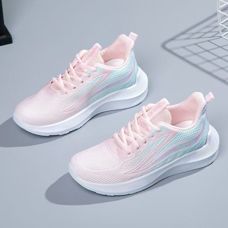 2025 new women's popular sneakers spring, summer, autumn breathable mesh surface shock-absorbing soft bottom non-slip student running shoes cross-border full figure