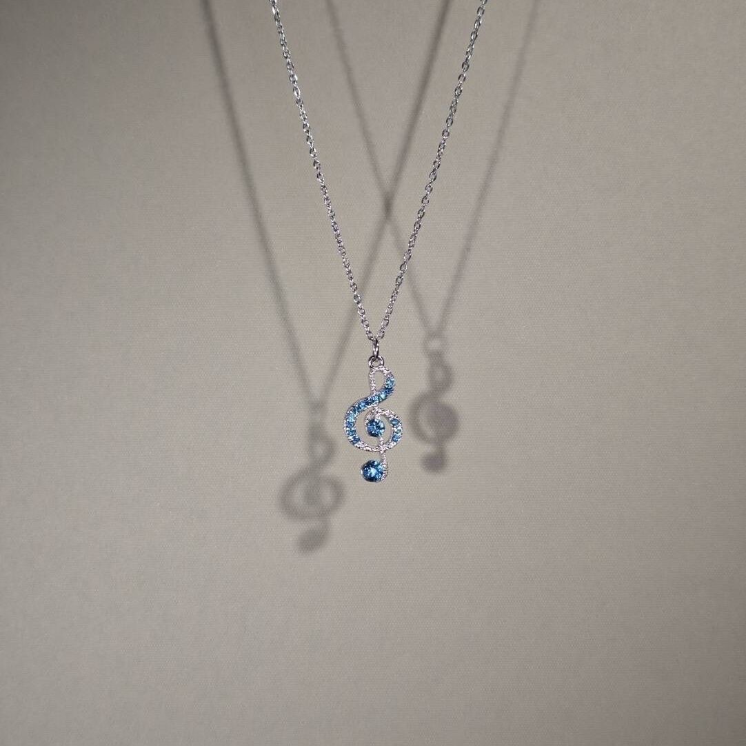 vintage vintage silver diamond note necklace for girls rhinestone musical note simple all-match gift Specification drawing