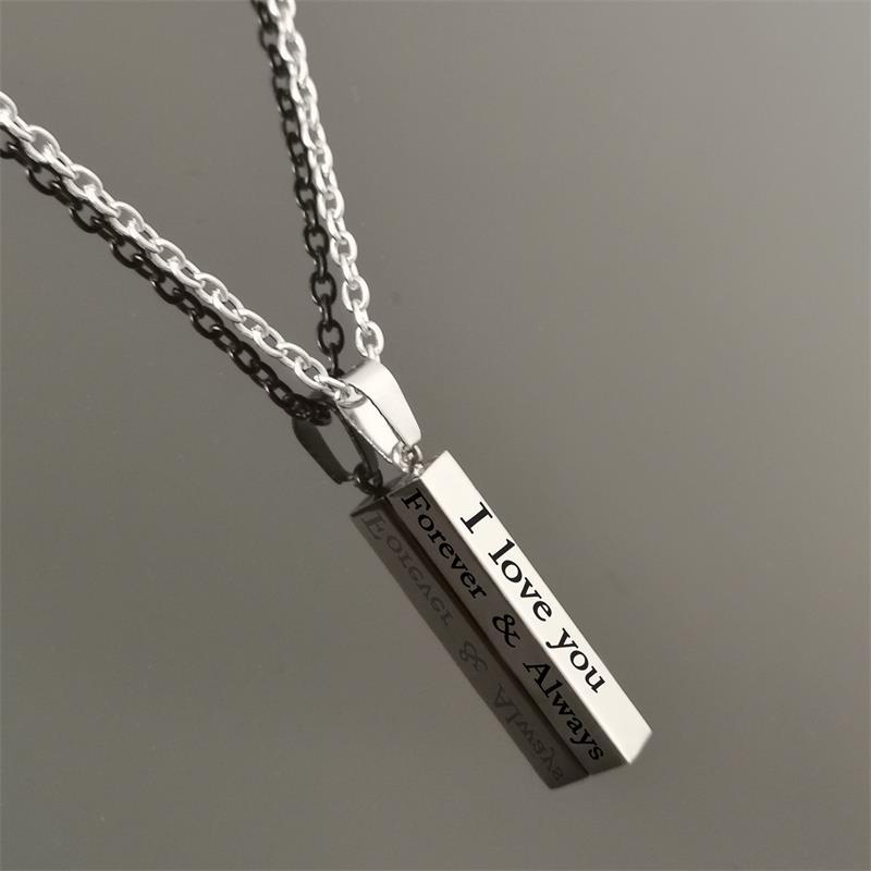 european and american style necklace i love you stainless steel wishing column couple accessories men and women pendant valentine's day gift ornament Application Scenario