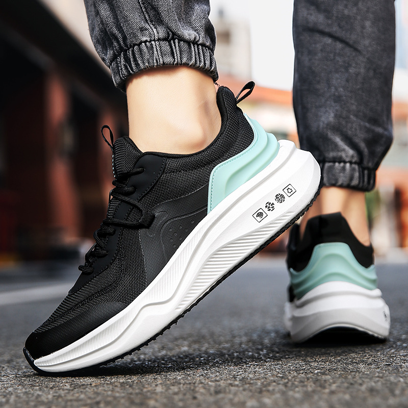 new mesh breathable deodorant and non-slip running shoes wear-resistant super light soft bottom shock absorption men's sneakers couple same style details Picture