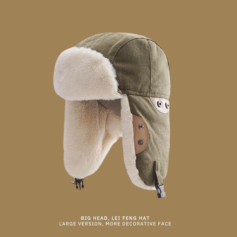 winter warm cotton ear protection lei feng hat men's and women's korean-style cycling fleece-lined thickened sleeve cap windproof flight helmet Application Scenario