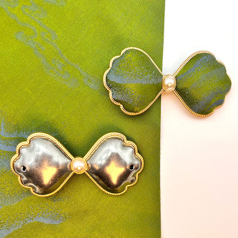 hardware veneer bow hair clip/antique style song dynasty brocade self-made diy barrettes with cover bottom embryo material package song dynasty brocade elements full figure