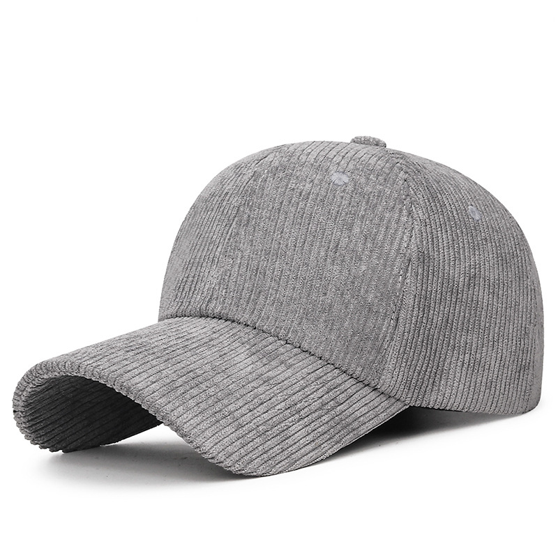 hat women's autumn and winter new korean style all-matching peaked cap corduroy solid color sunshade baseball cap men cross-border foreign trade full figure