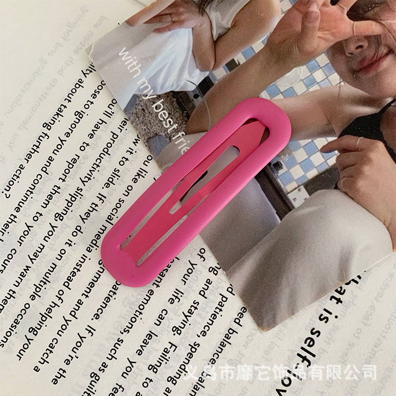 metal dripping oil bb clip large children's candy color frosted oval barrettes basic all-matching back head cropped hair clip barrettes female full figure