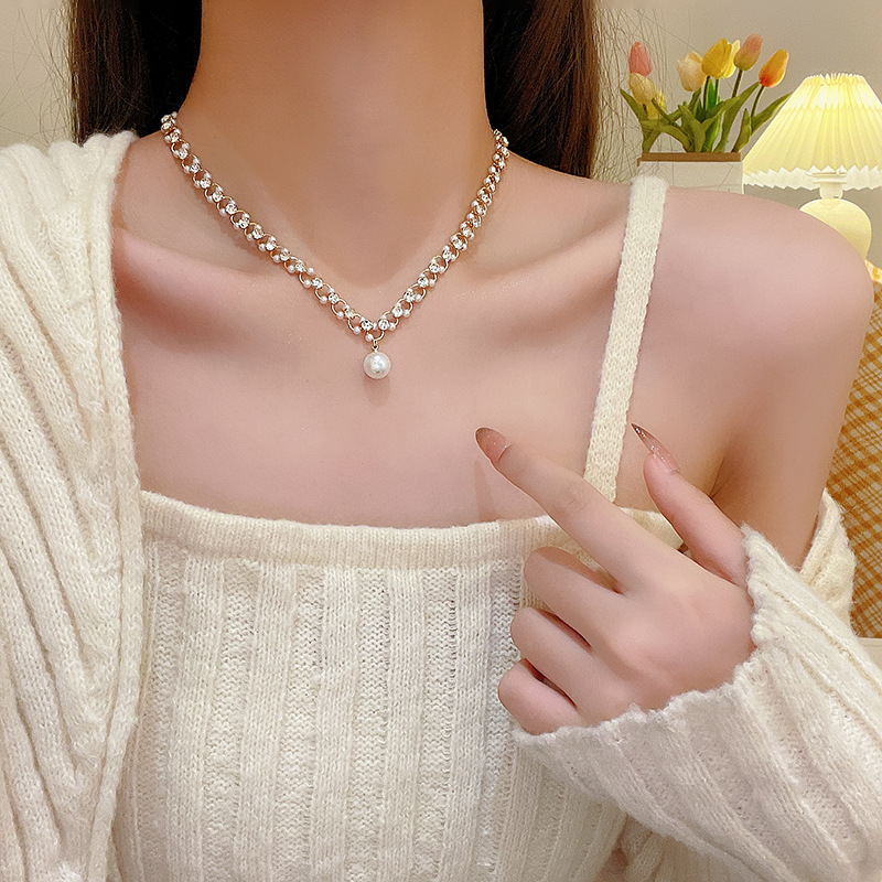 retro french design pearl necklace for women light luxury temperament ins style socialite necklace all-match baroque accessories full figure