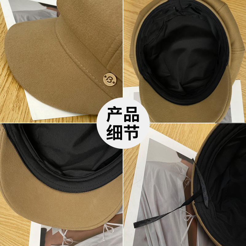 women's autumn and winter japanese temperament all-match big head circumference woolen beret face-looking small warm painter newsboy cap Application Scenario