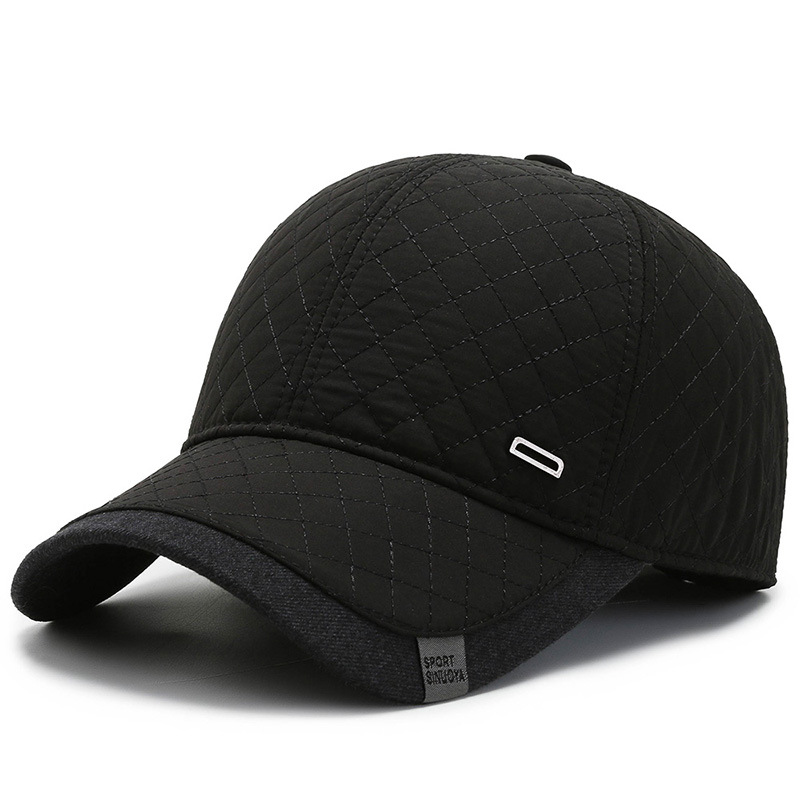 middle-aged and elderly winter hat men's wind-proof cap cold-proof baseball cap fleece-lined thickened peaked cap earflaps warm cotton-padded cap details Picture