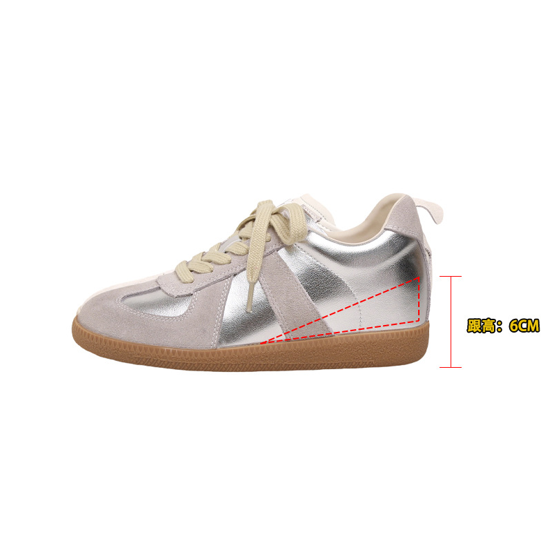 upgraded small height increasing insole silver german training shoes for women 2025 spring new all-matching color matching casual sneakers details Picture