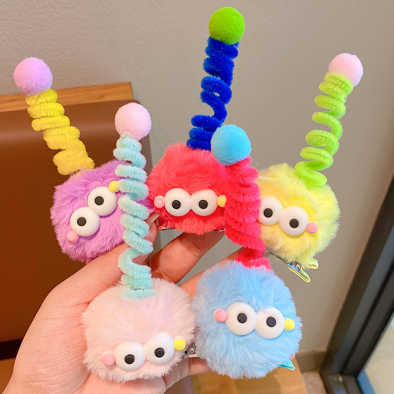 cute hair ball hair clip big eyes ugly and cute doll briquette headdress girl cartoon funny personality duckbilled hair accessories full figure