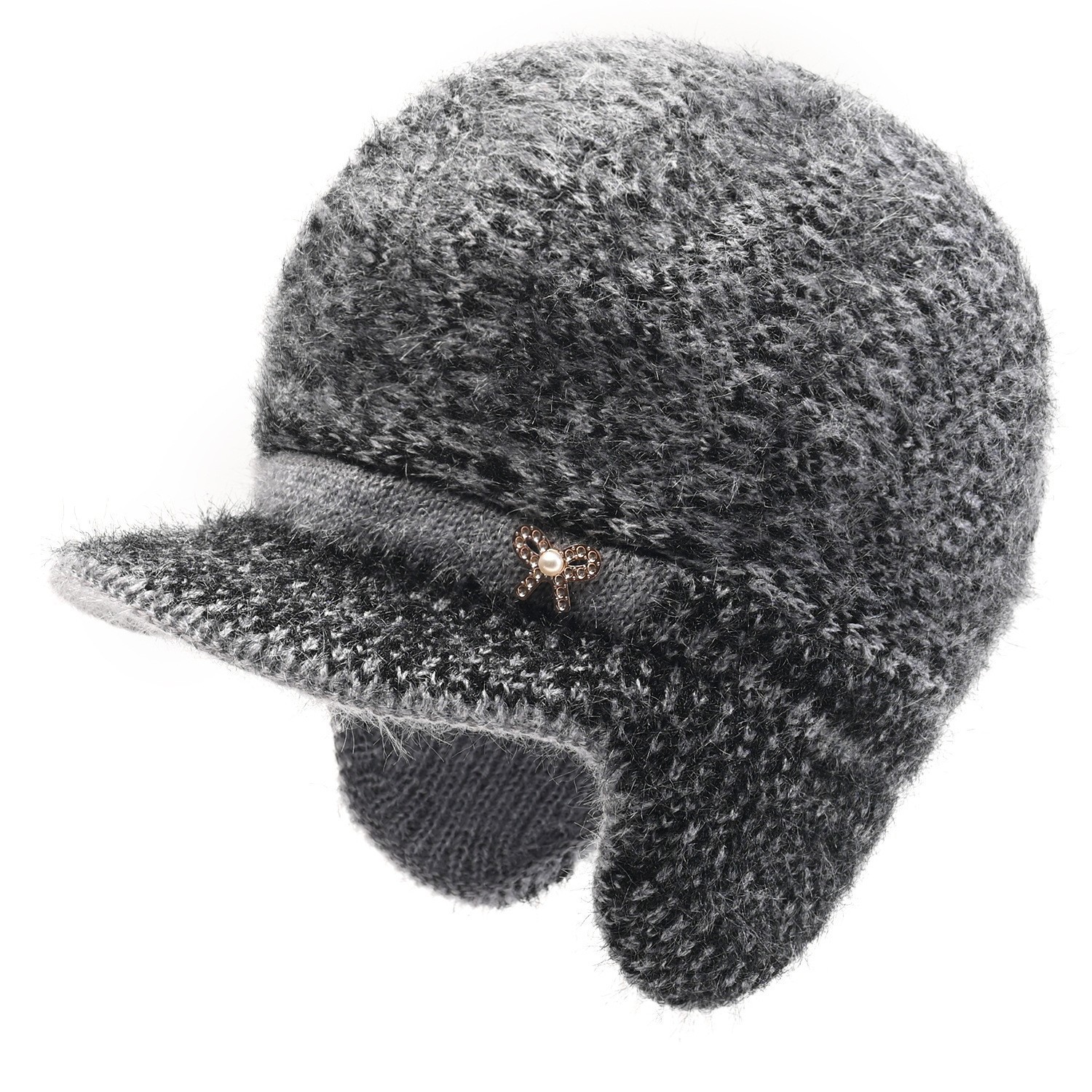 middle-aged and elderly people's hats female autumn and winter mother fleece-lined thermal knitting woolen cap old lady grandma pullover cotton-padded cap Application Scenario