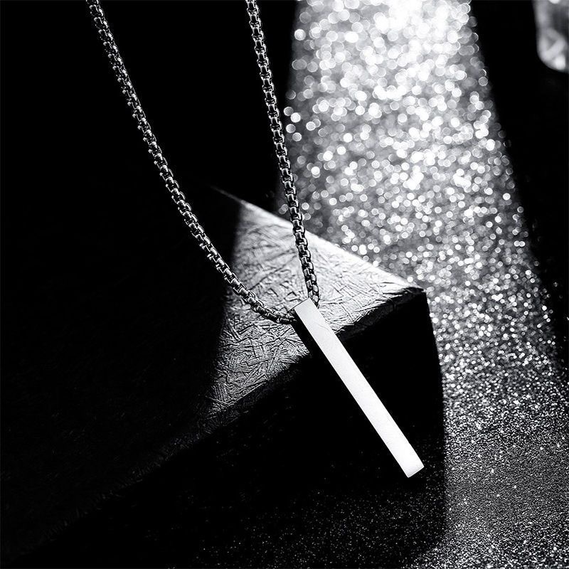 cross-border new stainless steel hip hop necklace men's cold rectangular three-dimensional necklace couple's pendant ornament Application Scenario