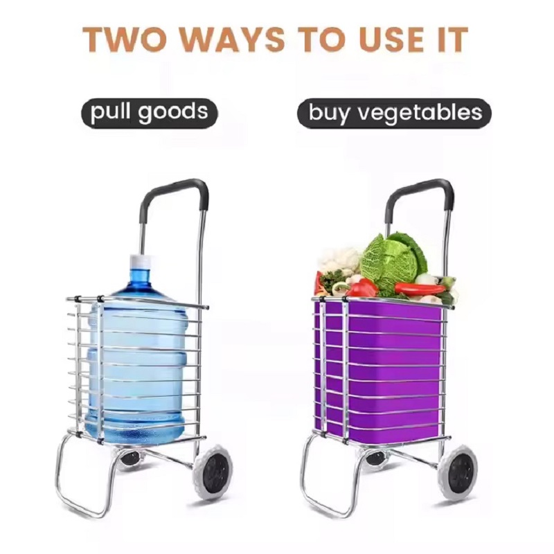 Aluminum Alloy Trolley For Vegetable Baskets, Folding Small Trailer, Folding Household Shopping Cart, Oxford Cloth Express Small Trolley, Elderly Grocery Shopping Cart Specification drawing