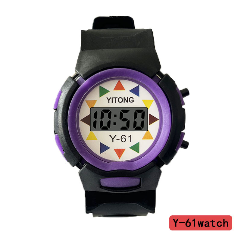 亿通黑色热销61儿童学生电子手表 外贸批发货源直销白底实物图