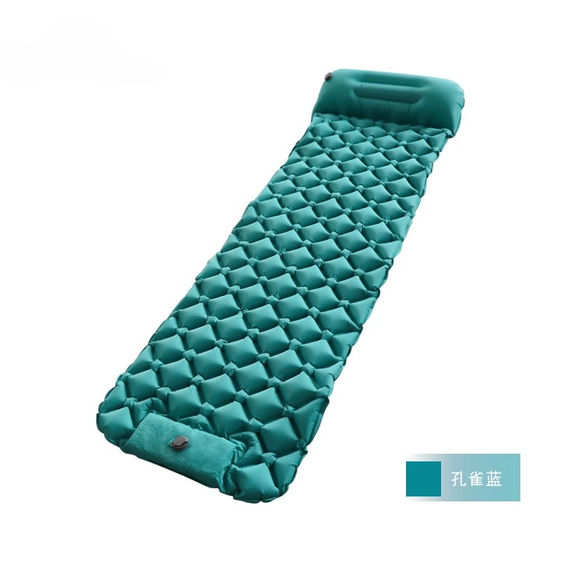 Fábrica de suministro directo diamante con almohada con pie bomba de pie colchón inflable colchón de dormir inflable colchón de camping al aire libre a prueba de humedad Specification image