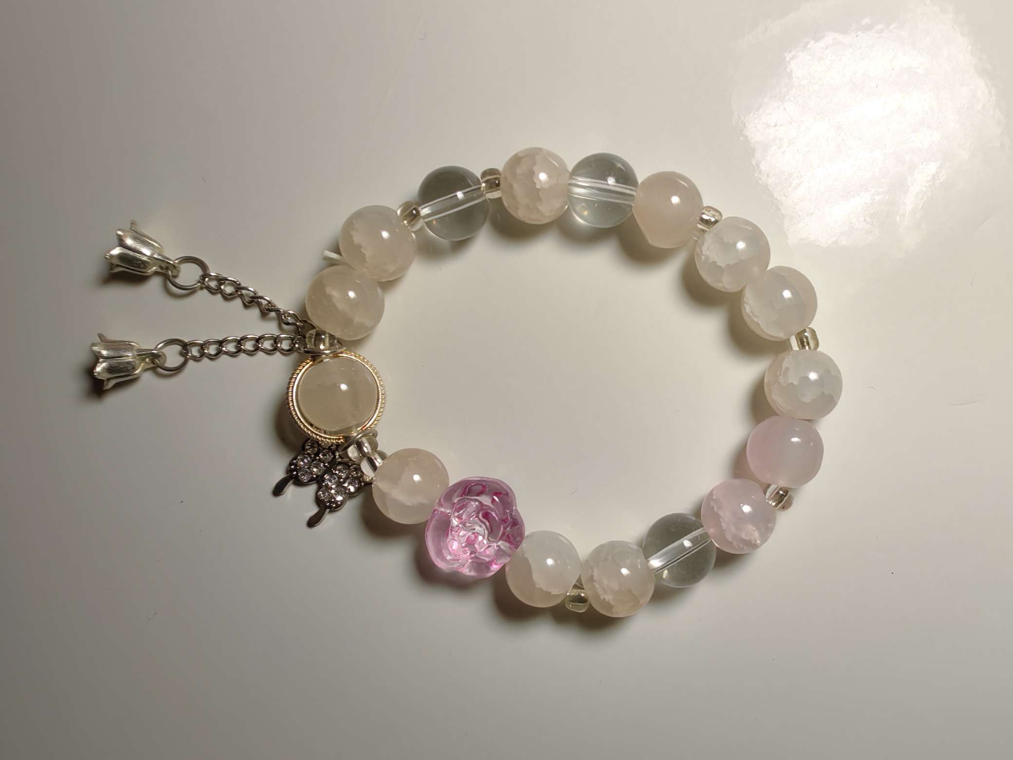 轻盈彩虹玻璃手链 七彩糖果色手工编织 夏日出街小清新饰品女手链水晶手串详情图3