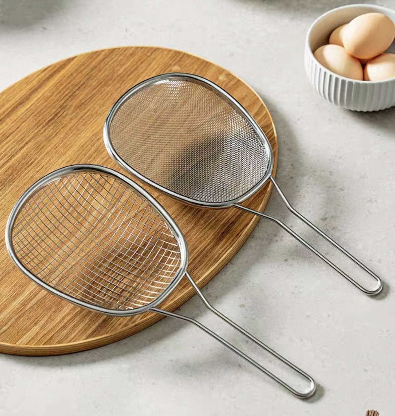 Kitchen 304 stainless steel strainer, dumpling and noodle scooping spoon, scooping spoon, filter screen, fine mesh, large strainer, household use