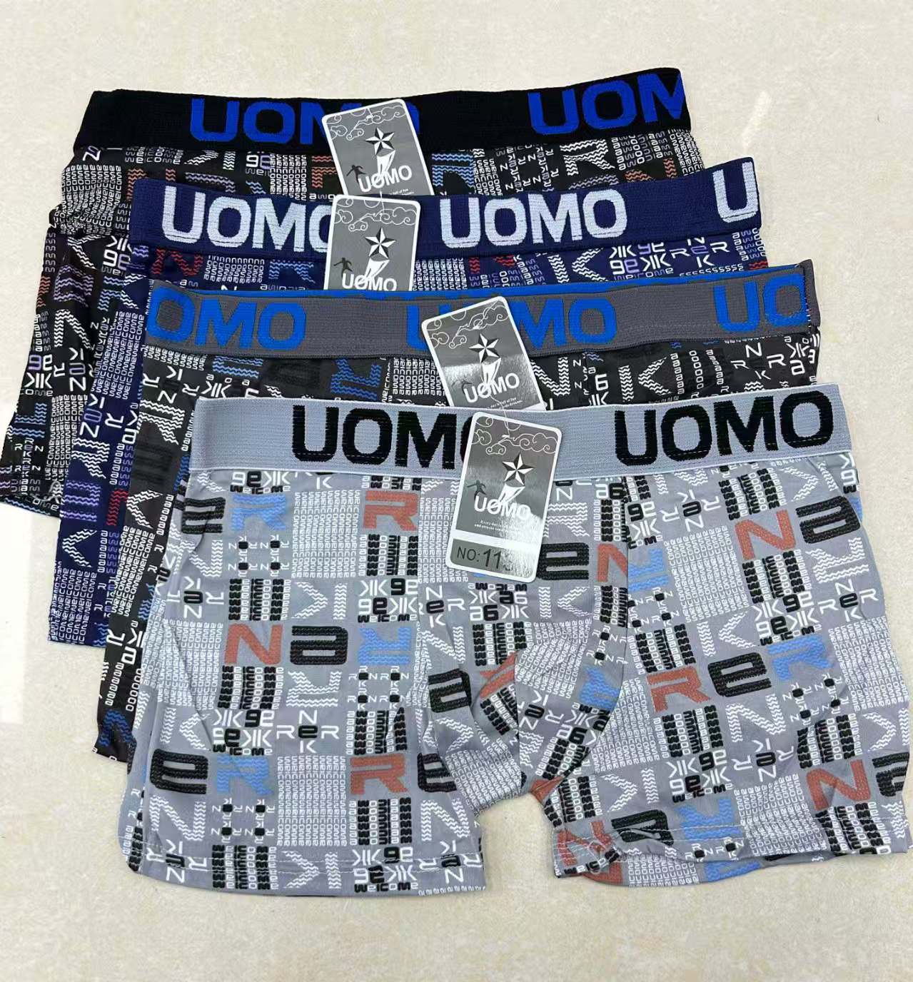 外贸出口欧美非洲超低价字母腰花色男士四角内裤平脚内裤舒适平角短裤现货男士内裤