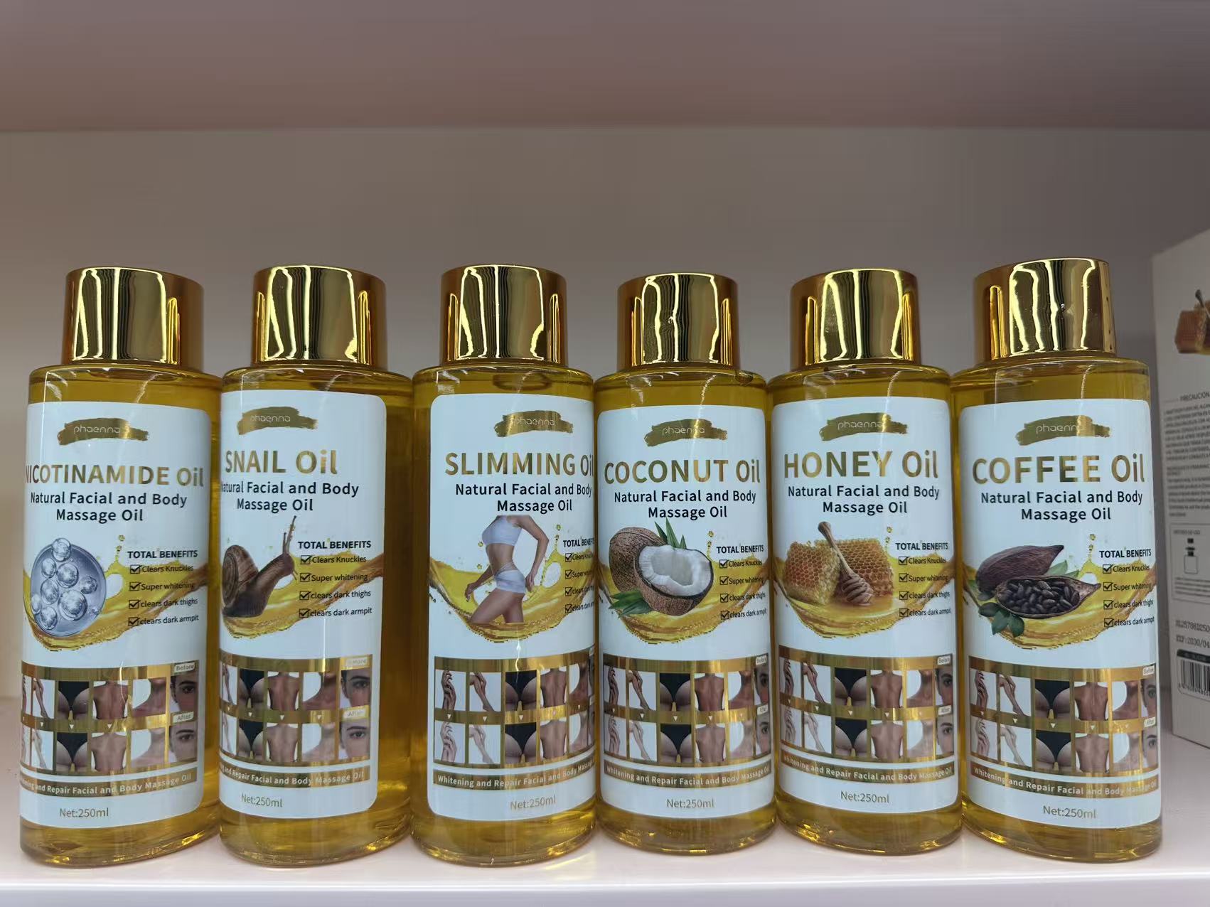 2025跨境热卖250ML蜂蜜面部身体天然按摩油Natural Facial  and Body Massage Oil细节图