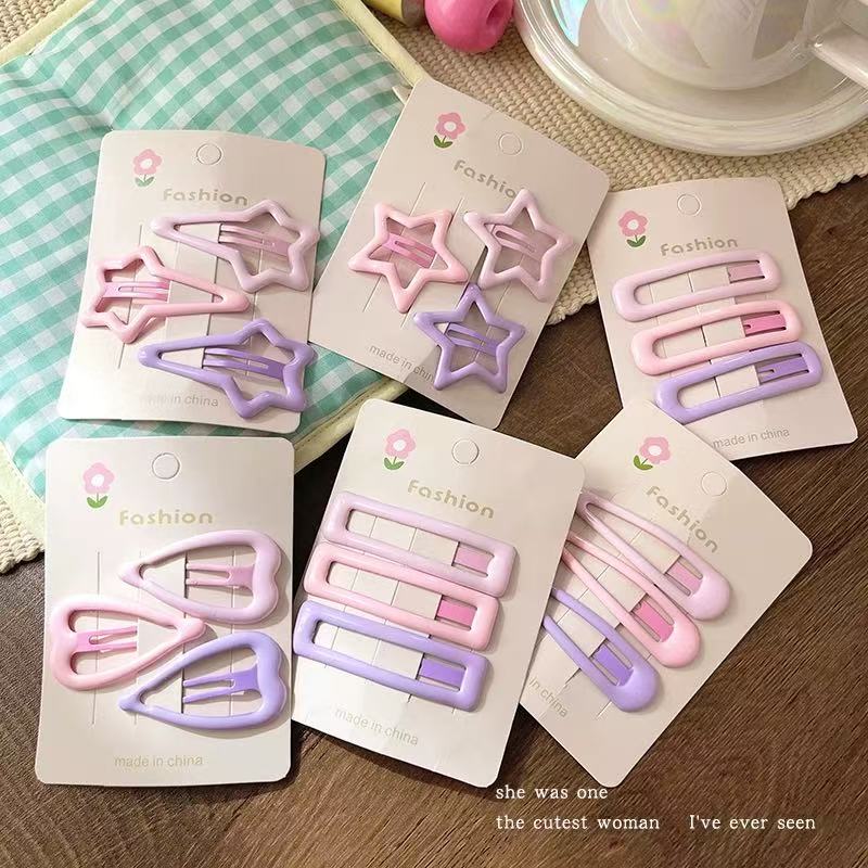 Colorful star hair clips, female forehead bangs side clips, children's hair clips, high-end hair clips, cute bb clips