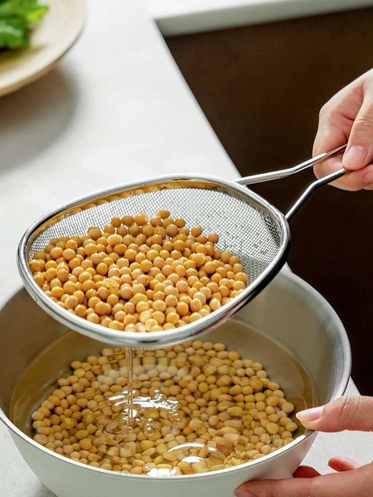 Kitchen 304 stainless steel strainer, dumpling and noodle scooping spoon, scooping spoon, filter screen, fine mesh, large strainer, household use details Picture