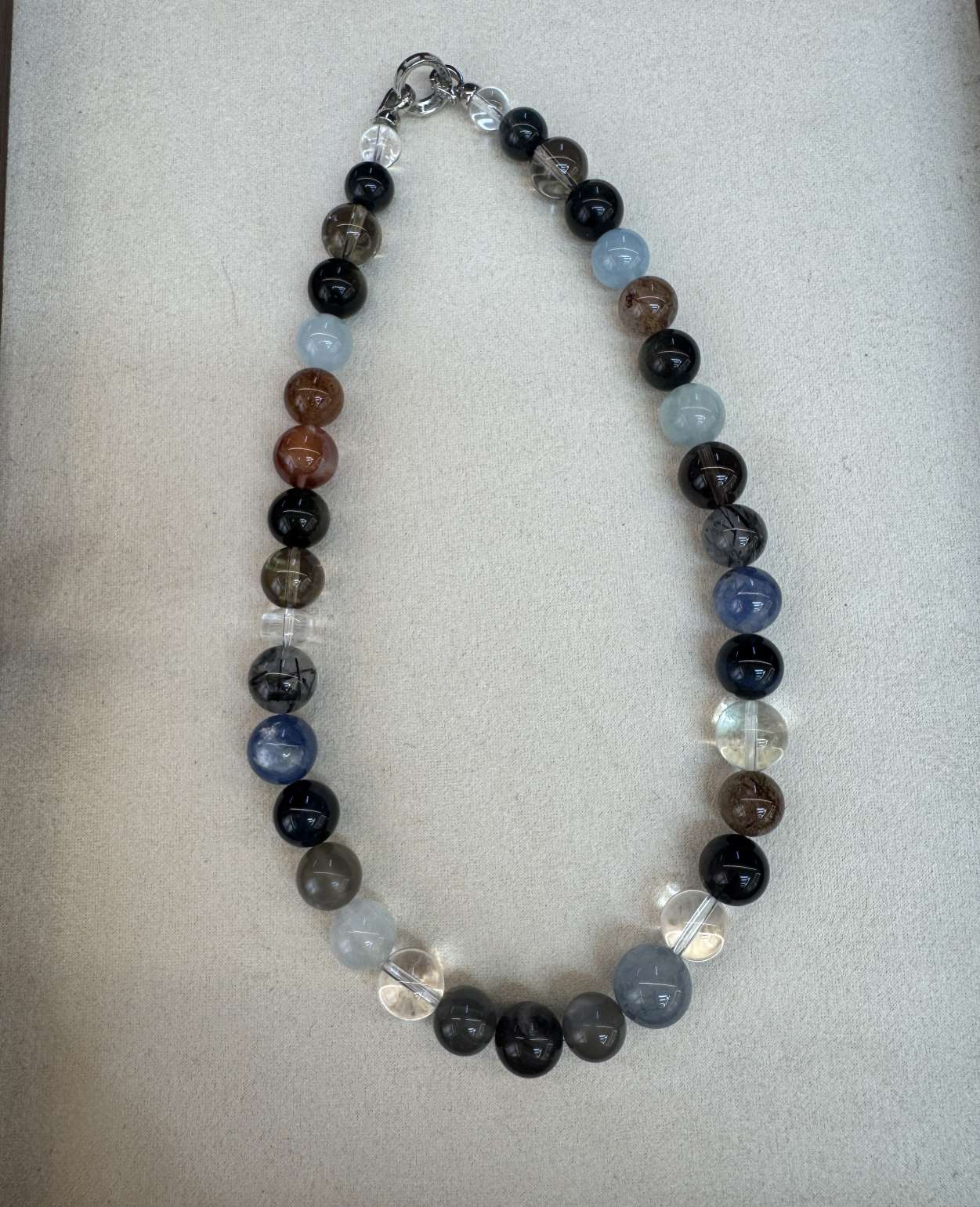   时尚珠宝  多宝水晶  黑曜石  彩发晶  海蓝宝  海纹石  蓝纹玛瑙  白水晶  灰水晶 秋冬天必备详情图4