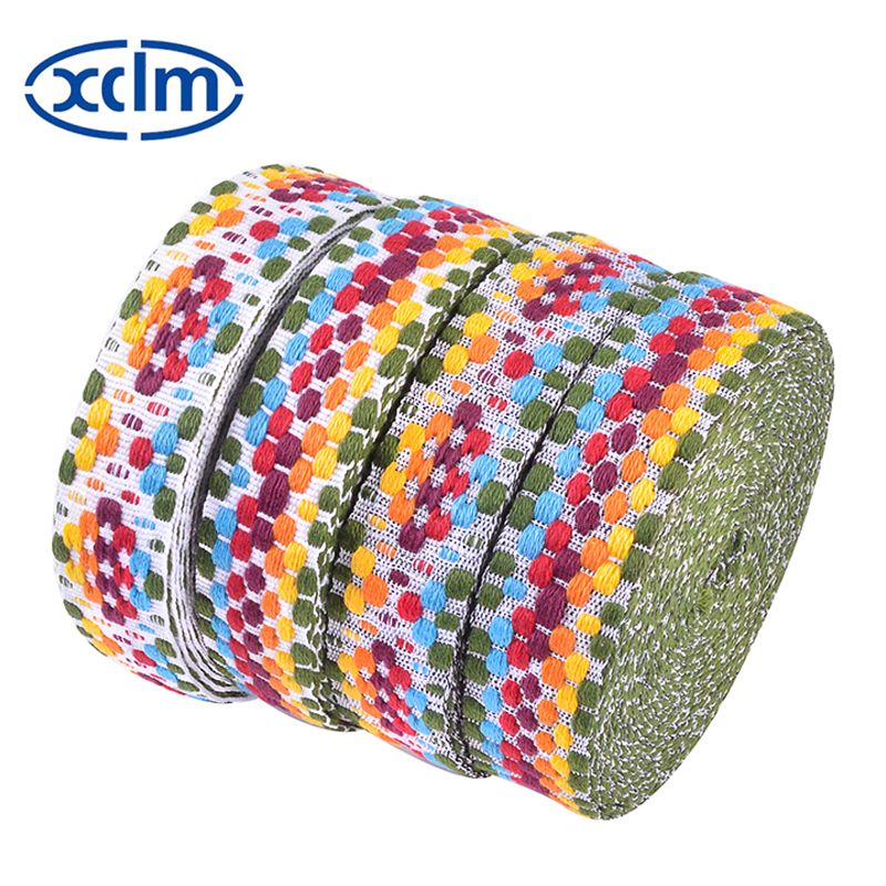 In stock: 2.5cm thickened cotton strap, colorful woven jacquard strap, versatile canvas decoration, polyester-cotton pet strap, luggage pic 4