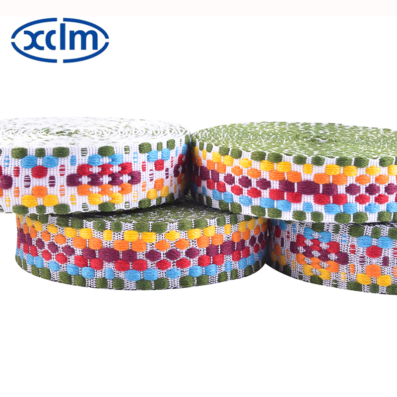 In stock: 2.5cm thickened cotton strap, colorful woven jacquard strap, versatile canvas decoration, polyester-cotton pet strap, luggage pic 2