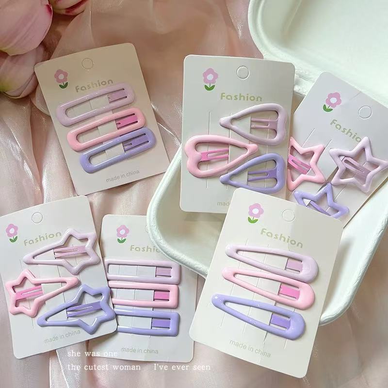 Colorful star hair clips, female forehead bangs side clips, children's hair clips, high-end hair clips, cute bb clips Specification image