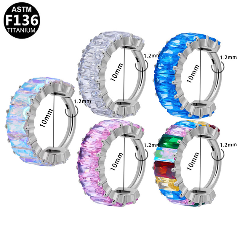 9 ear buckle earring accessories, alloy ear plugs, fashionable, simple and versatile earrings, decorative items, Gaibei European and American cross-border G23 titanium alloy piercing jewelry, nose ring F136, new sparkling gradient piercing earrings details Picture