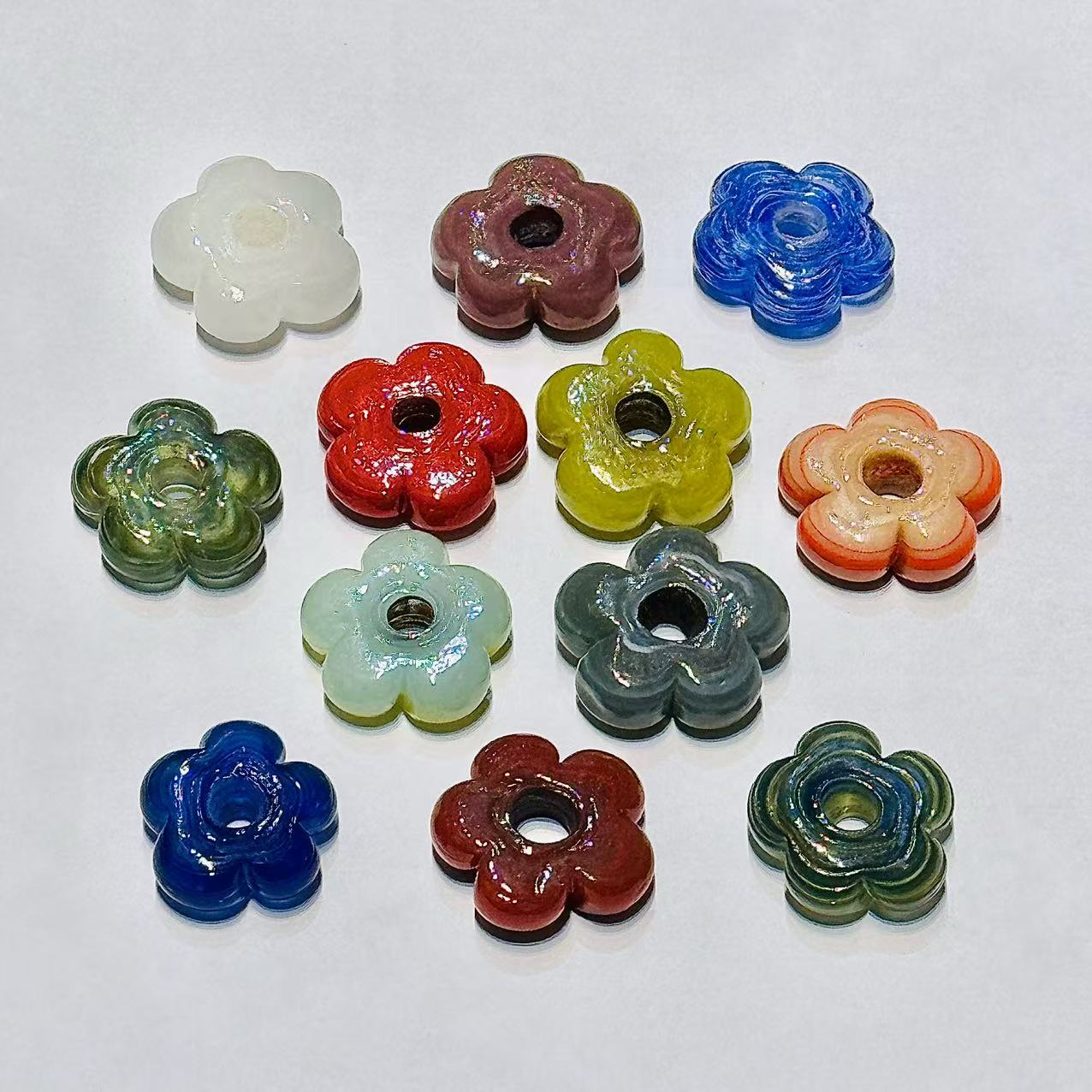 Nepalese imported retro flower-shaped glass bead DIY bracelet earrings accessory '1 undefined