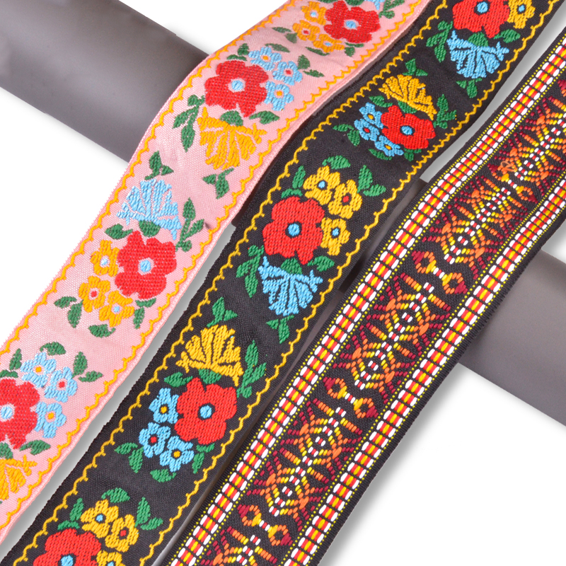 Ethnic style lace 5cm, diy clothing accessories, string straps, flower embroidery decorative shoulder straps, fabric strips, webbing details Picture