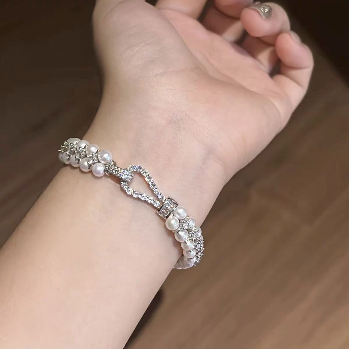 双排扣手链天然淡水珍珠饰品珍珠首饰项链详情图2