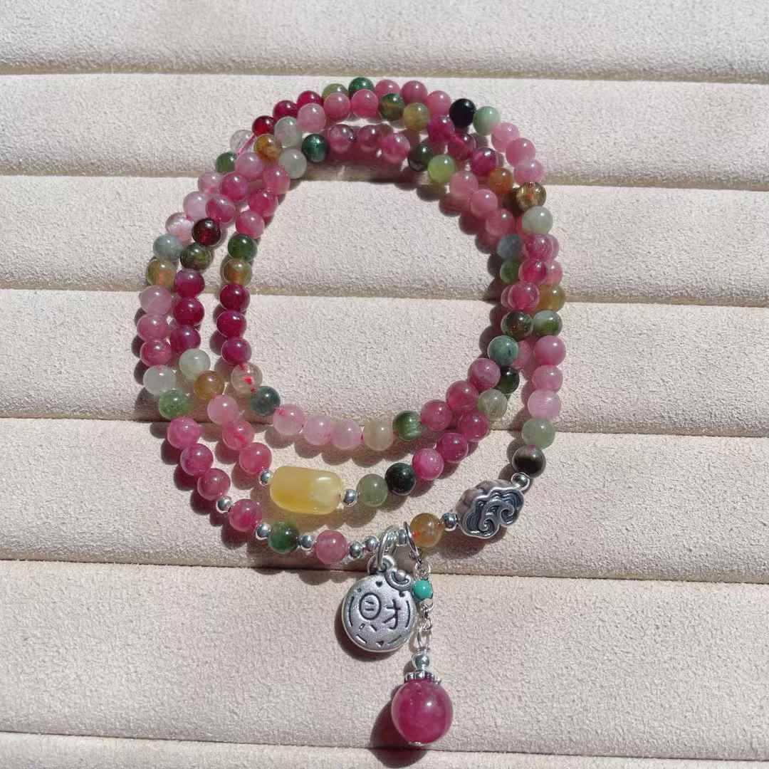 4.6mm天然精品糖果色碧玺手链