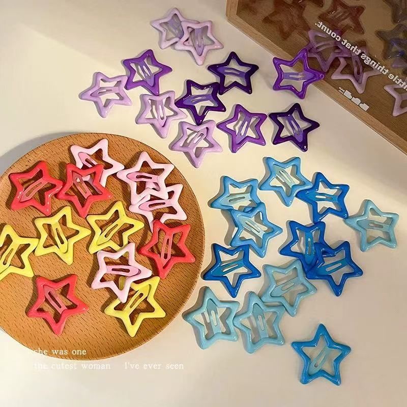 Dopamine ~ Cute children's BB clips, colorful five-pointed star hair clips, broken hair clips, women's bangs clips, head accessories detail image 6