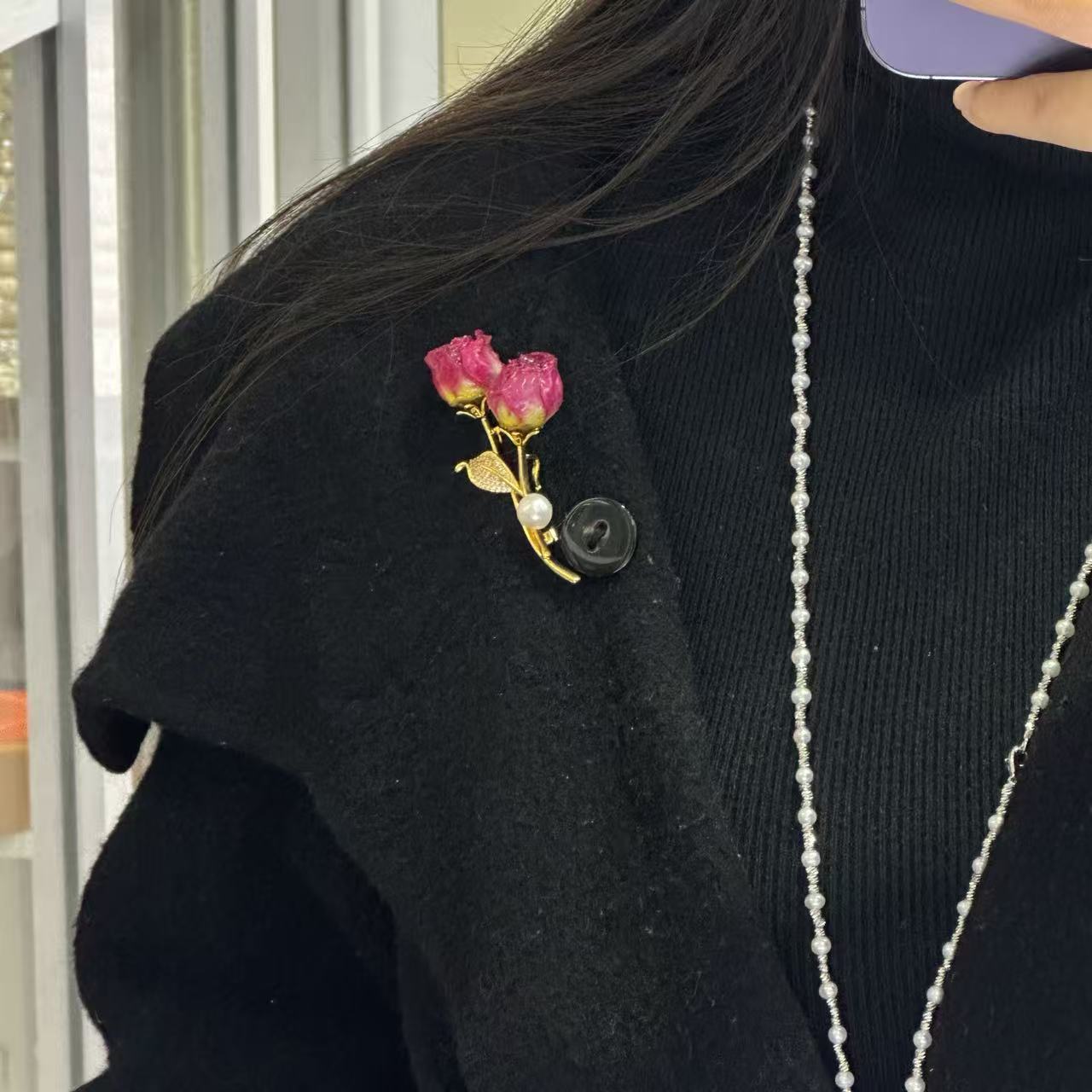 Eternal flower brooch, brooch accessory brooch, fabric brooch detail image 2